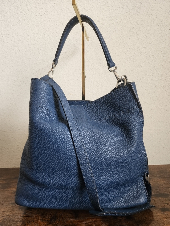 Fendi Handbags - Fendi Blue Selleria Leather Anna Bag